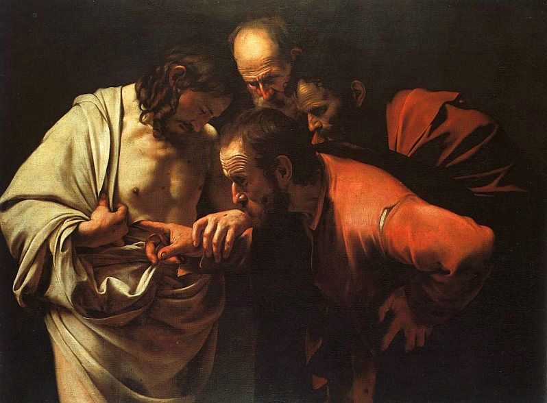 "The Incredulity of Saint Thomas" Michelangelo Merisi o Amerighi da Caravaggio