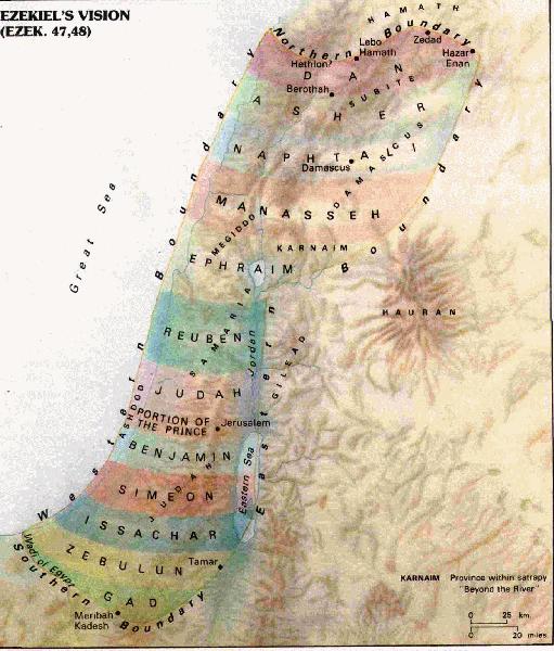Approximate Distribution of Land to the Twelve Tribes during Messiah's Coming Reign Lambert Dolphin