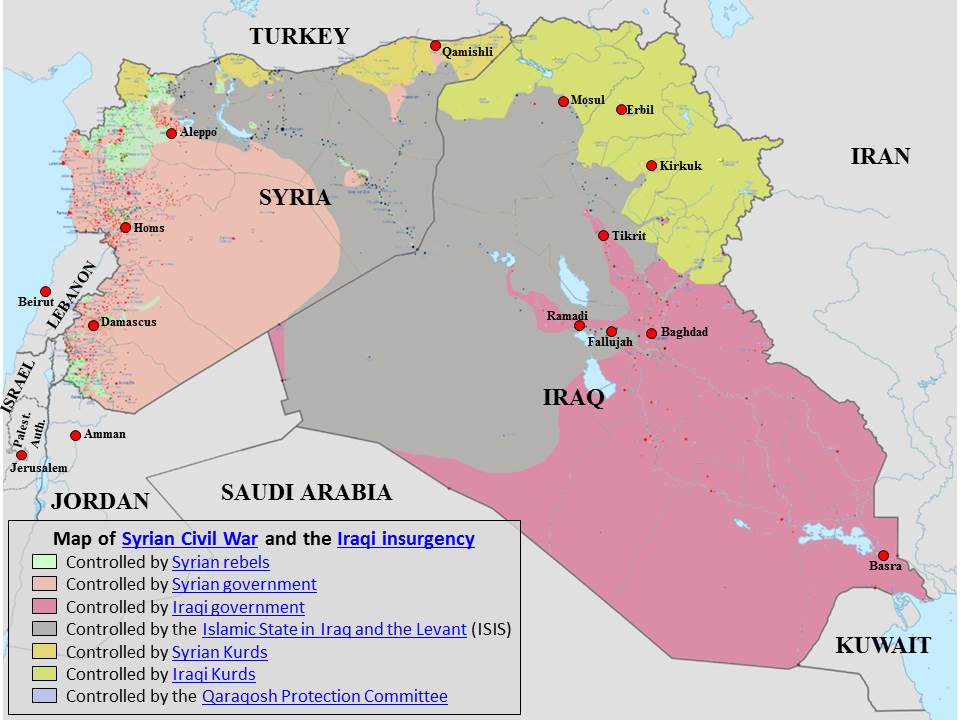 Map of the Syrian Civil War and Iraqi Insurgency Wikimedia Commons