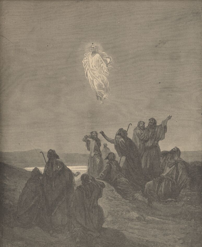 In typical Christian tradition, this depiction of The Ascension by Gustav Doré overlooks the critical question of the disciples:  “Lord, will You at this time restore the kingdom to Israel?” (Acts 1:6).
