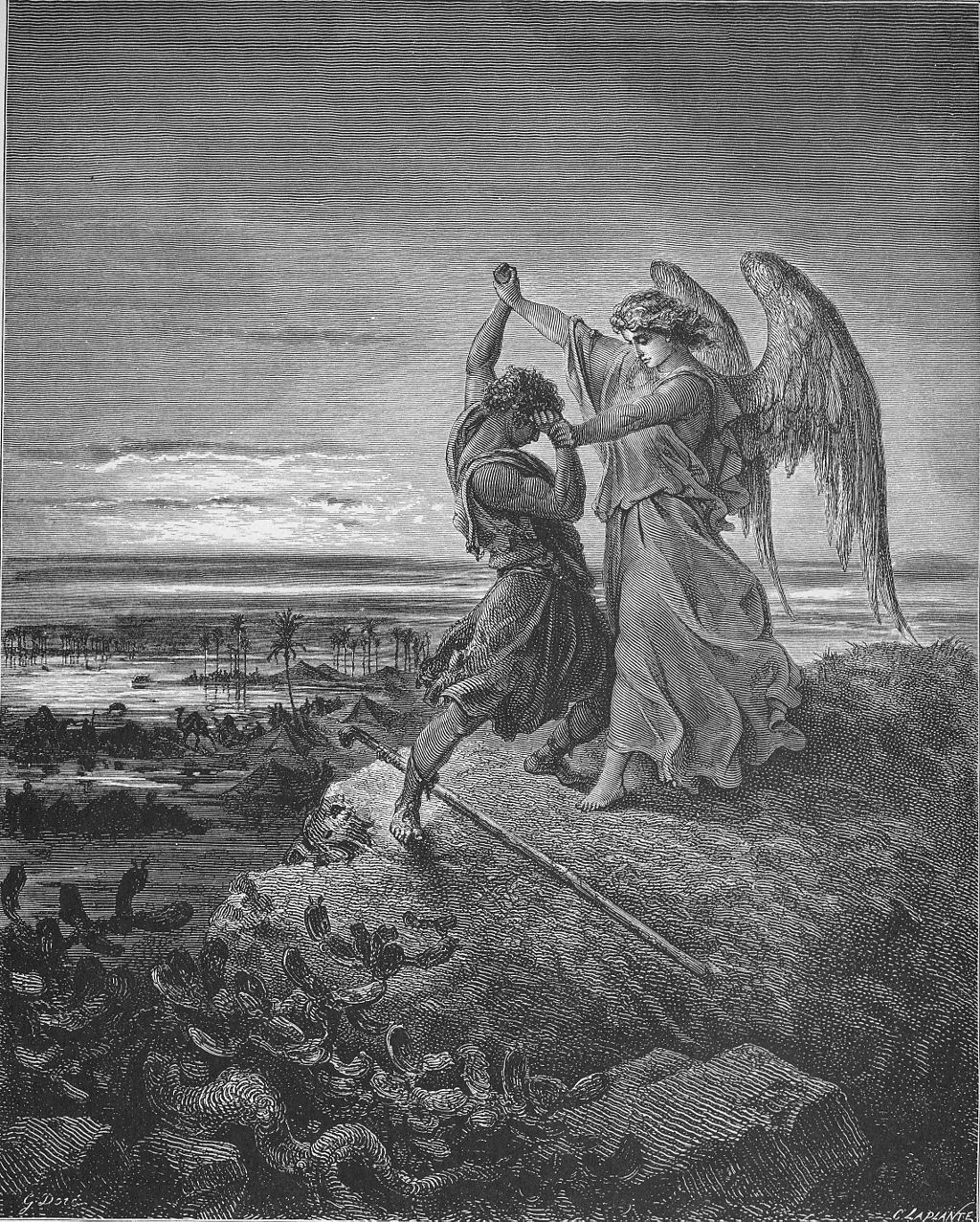Jacob Wrestles With The Angel Gustave Doré