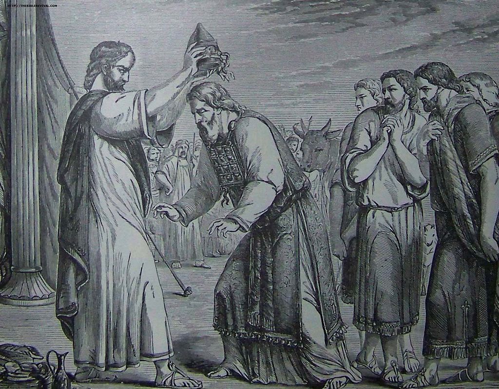 Consecration of Aaron and His Sons.  Illustration from the 1890 Holman Bible. 