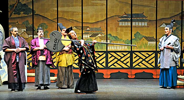 The arrival of Ko-Ko, Lord High Executioner of Titipu. From the 2008 production of The Mikado by the Seattle Gilbert & Sullivan Society.