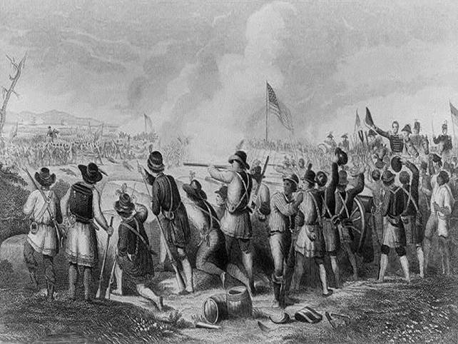 On January 8, 1815, an odd assortment of U.S. Soldiers, French and Spanish Creoles, African slaves and free men, Kentucky frontiersmen, and French pirates set aside their differences to fight as comrades against an invading British army at New Orleans.  The peril they shared transformed these disparate residents of the western frontier into Americans - a single people who shared a common identity regardless of their past and future differences.  (Image: The Battle of New Orleans January 8th 1815 / drawn by Oliver Pelton ; engraved by Hammat Billings,1882. Accessed from the Library of Congress.)