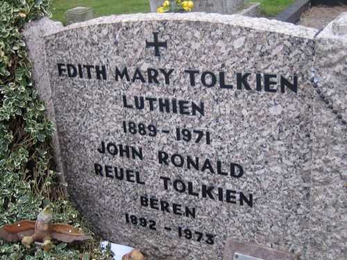 The headstone at the Tolkiens' grave in Oxford, England.