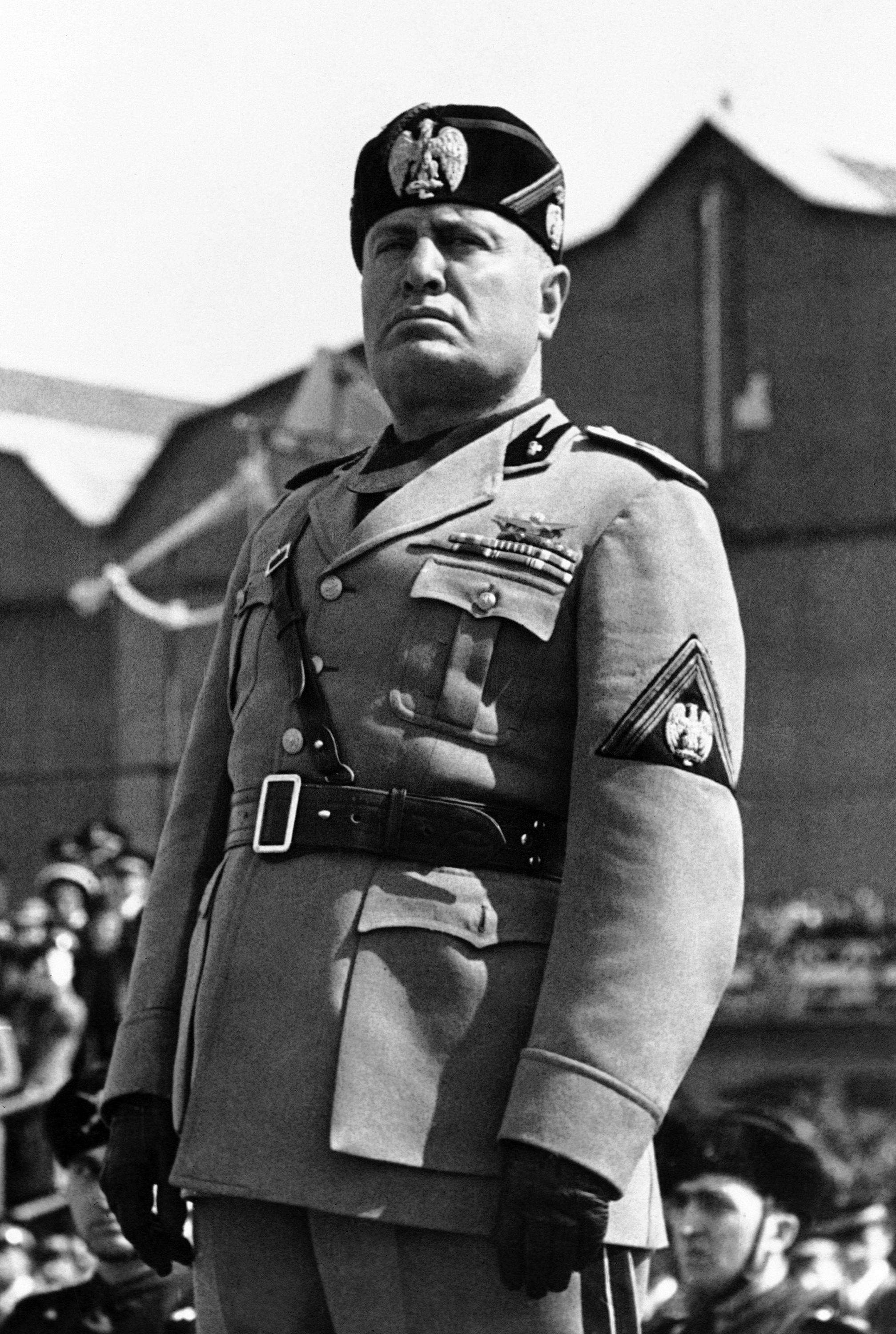 Benito Mussolini, Duce (Leader) of Italy, 1922-1943, founder of the Fascist state which sought to be everything - even god - to its citizens.